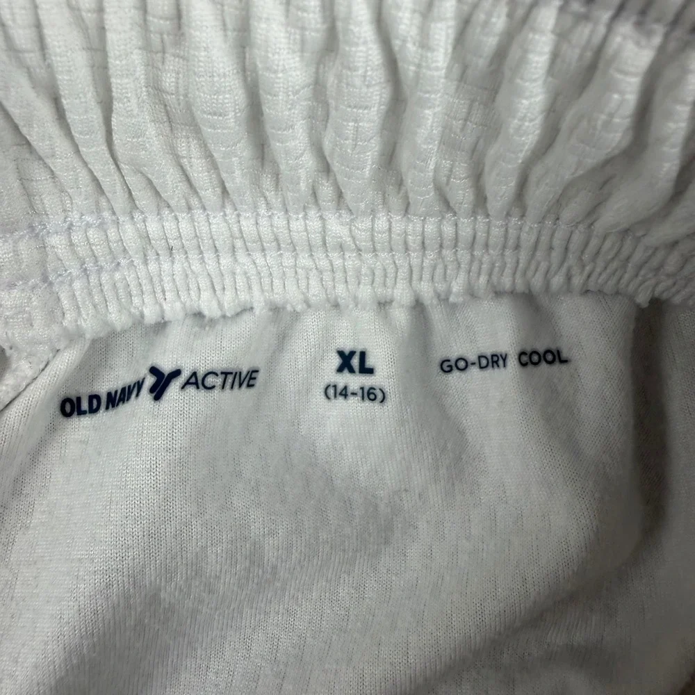 Old Navy Active Athletic Shorts Kids XL 14-16 White Go-Dry Cool Football Graphic